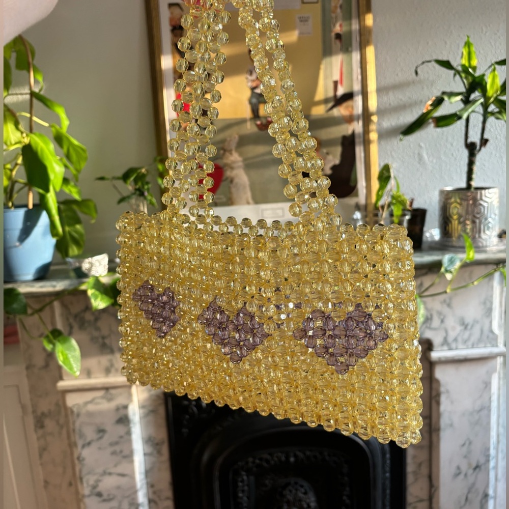 Topshop beaded yellow and purple purse